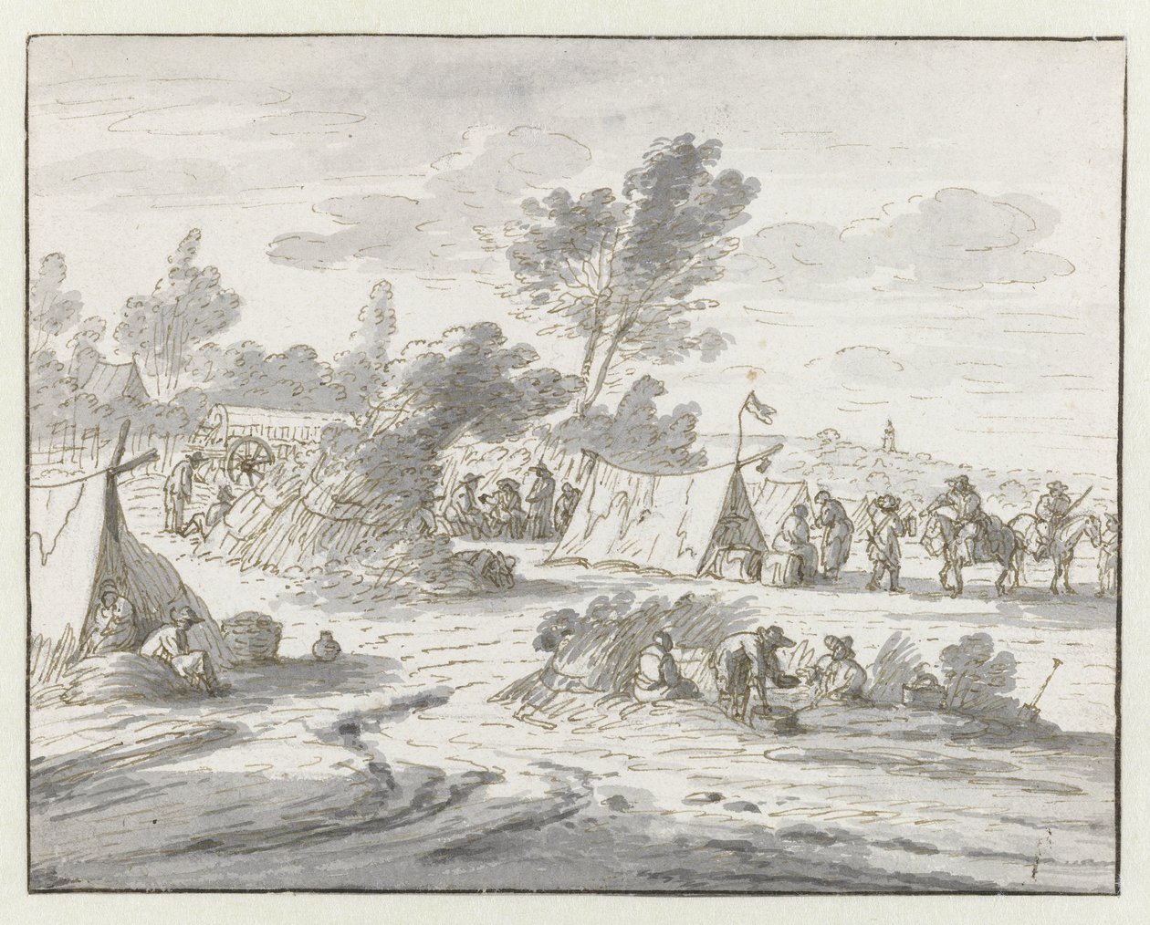 Kilátás Willem III hadseregének táborára Lembeek közelében, Flamand Brabantban alkotó: Josua de Grave