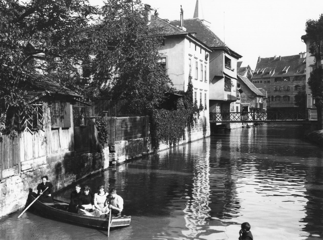 Csónakázás a Gera folyón Erfurtnál, Thiringia, 1910 körül alkotó: Jousset