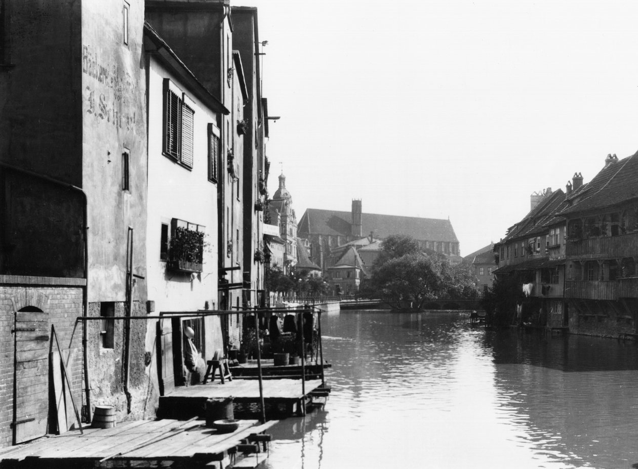 A Gera folyó Erfurtban, Thiringia, 1910 körül alkotó: Jousset
