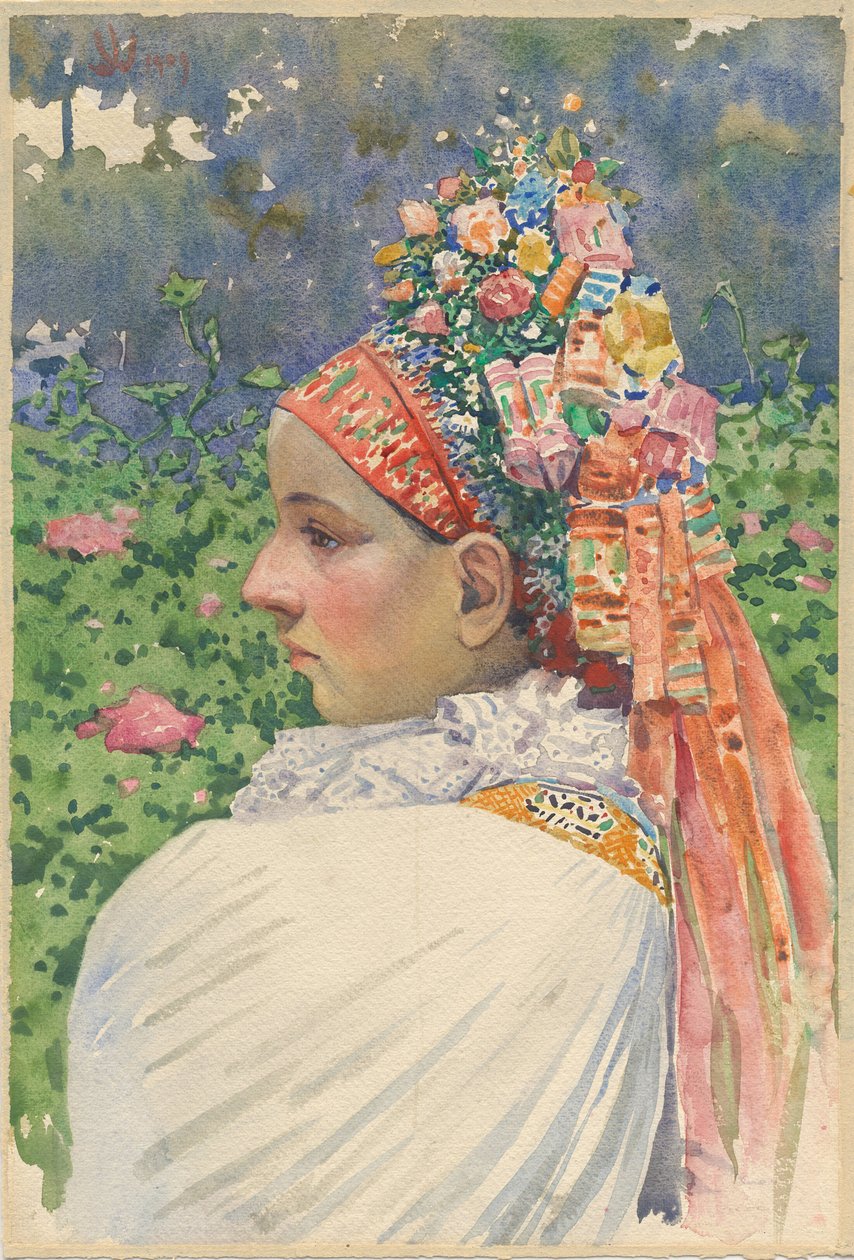 Szlovák menyasszonypár, Uprka, Joza (1861-1940). Olaj, vászon, mérete: 54,8x37 alkotó: Joža Uprka