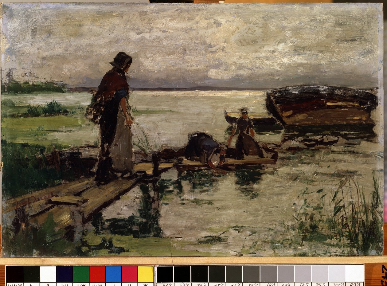 ""A parton"" (A tengerparton) Holland parasztasszonyok a vízparton. Josef Israels (1824-1911) festménye Mikalojus Konstantinas Ciurlionis Szépművészeti Múzeum, Kaunas, Litvánia alkotó: Jozef  Israels