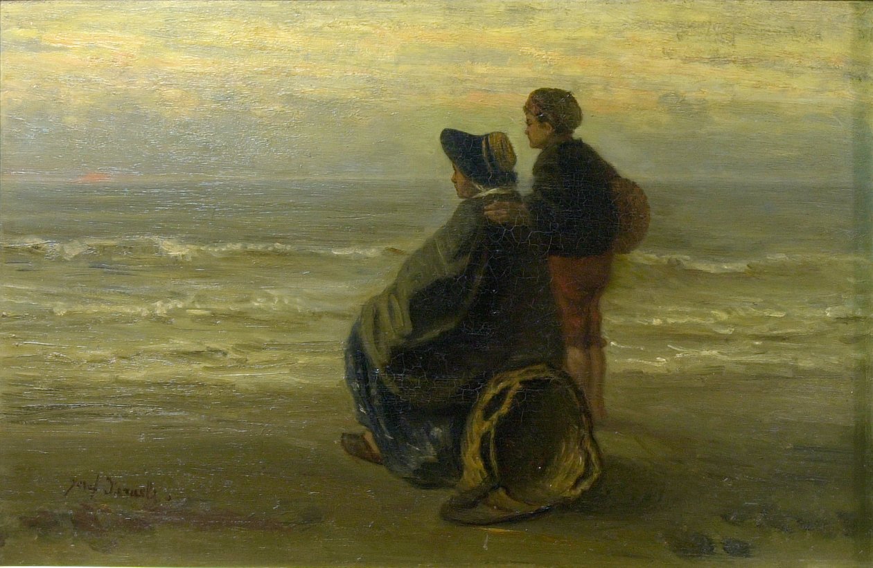 Anya és gyermeke a tengerparton, 1890 körül (olaj, tábla) alkotó: Jozef (1824 1911) Israels