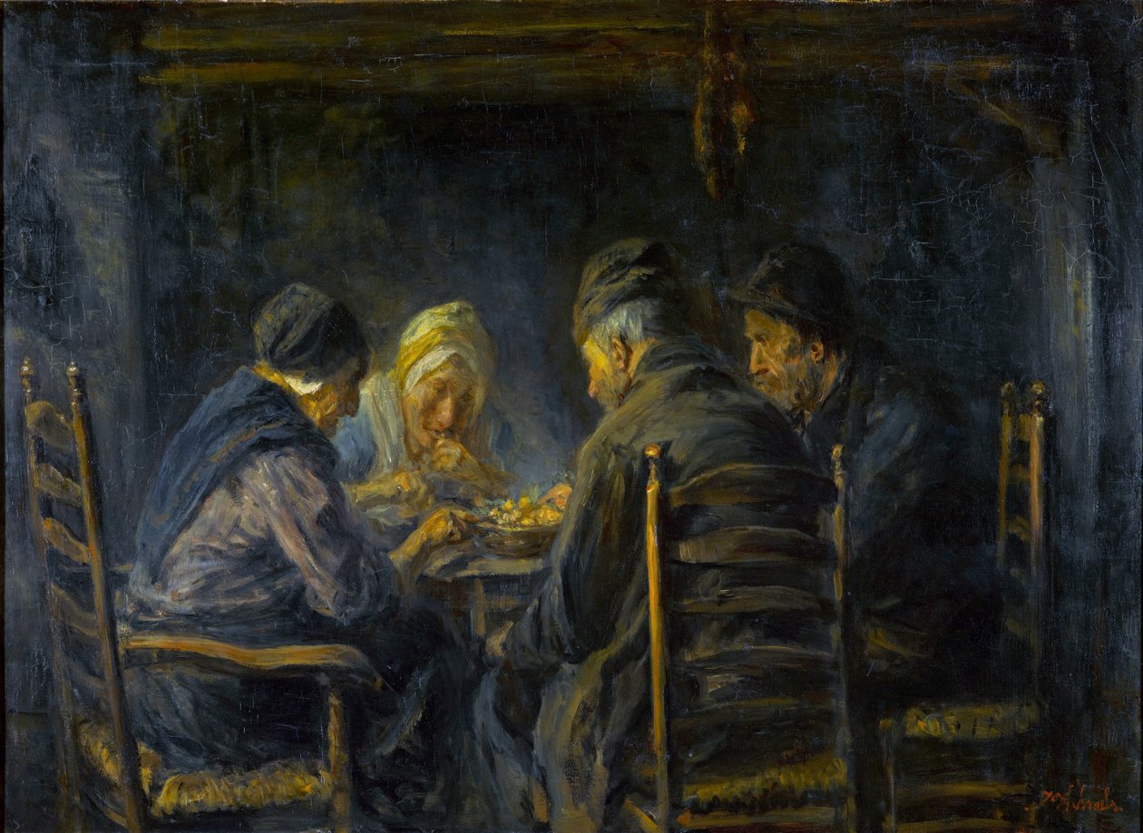 Burgonyaevők - A burgonyaevők - Jozef Israels (1824-1911) festménye - c. 1902 - Olaj, vászon - 119,5x151 - Gemeentemuseum Den Haag alkotó: Jozef  Israels