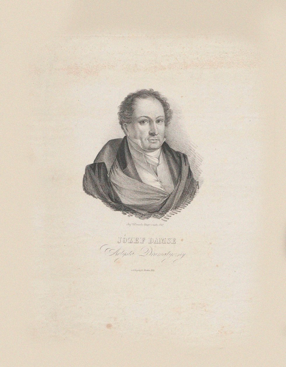 Józef Damse zeneszerző portréja 1789-1852, 1840. alkotó: Jozef Hilary Glowacki