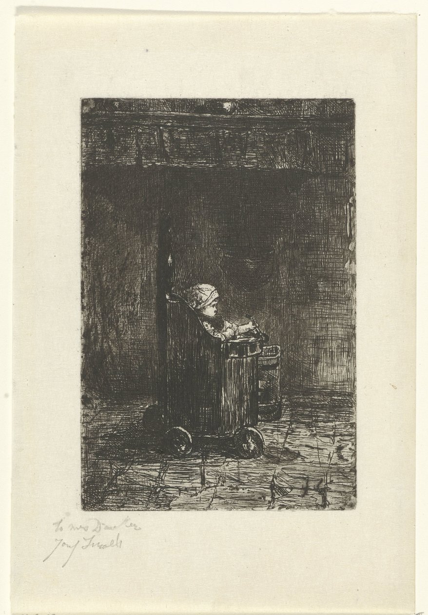 Gyermek az etetőszékben alkotó: Jozef Israëls (signed by artist)