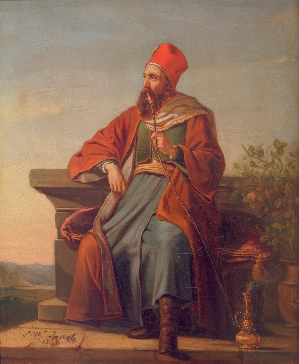 Pihenő török / Vízipipát szívó török alkotó: Jozef Israëls