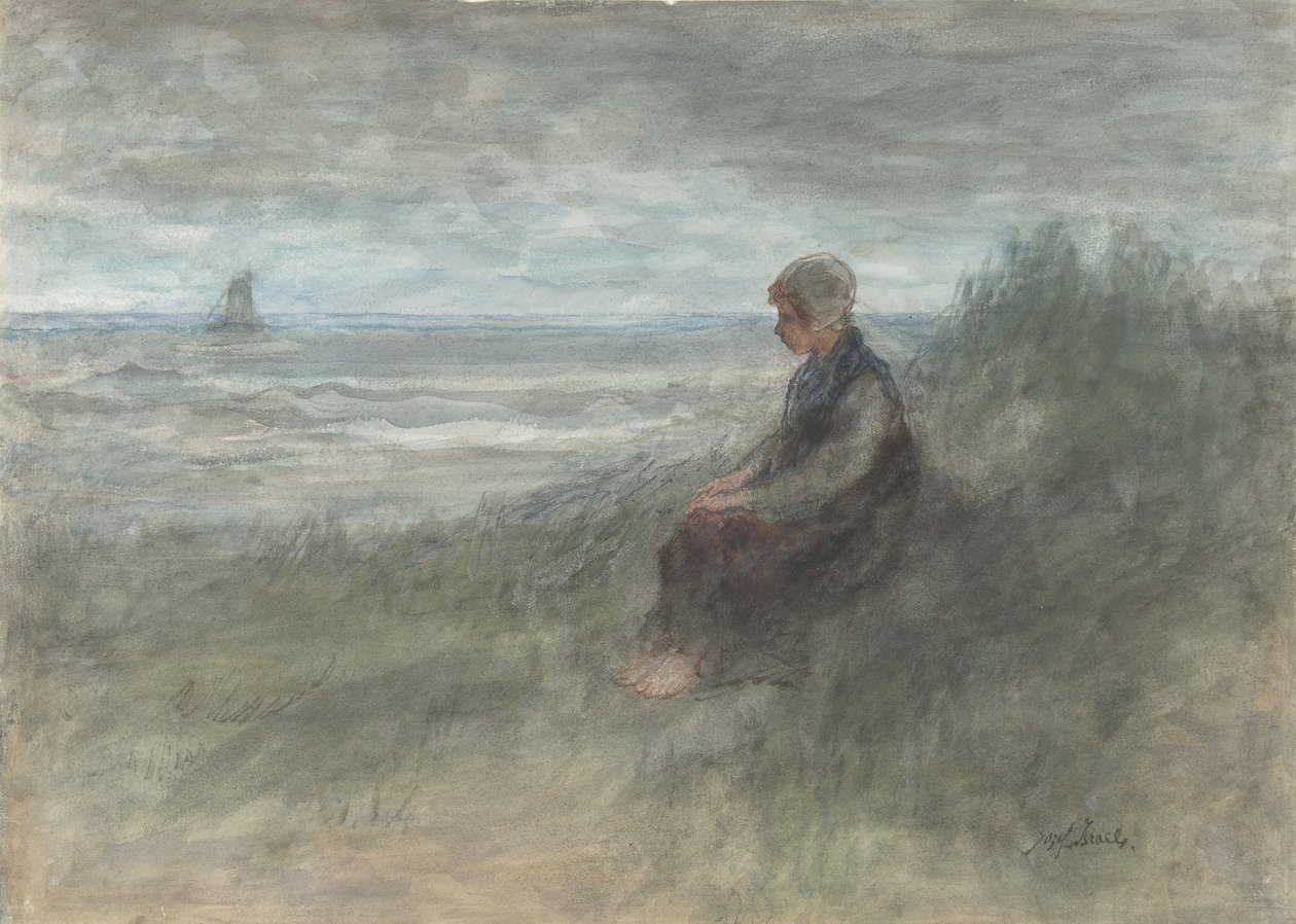 Lány a dűnékben, 19. század közepe-XX. század eleje. alkotó: Jozef Israëls