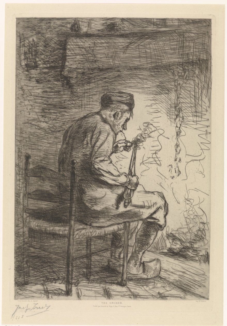 Interieur met roker A dohányos (cím a tárgyon) alkotó: Jozef Israëls