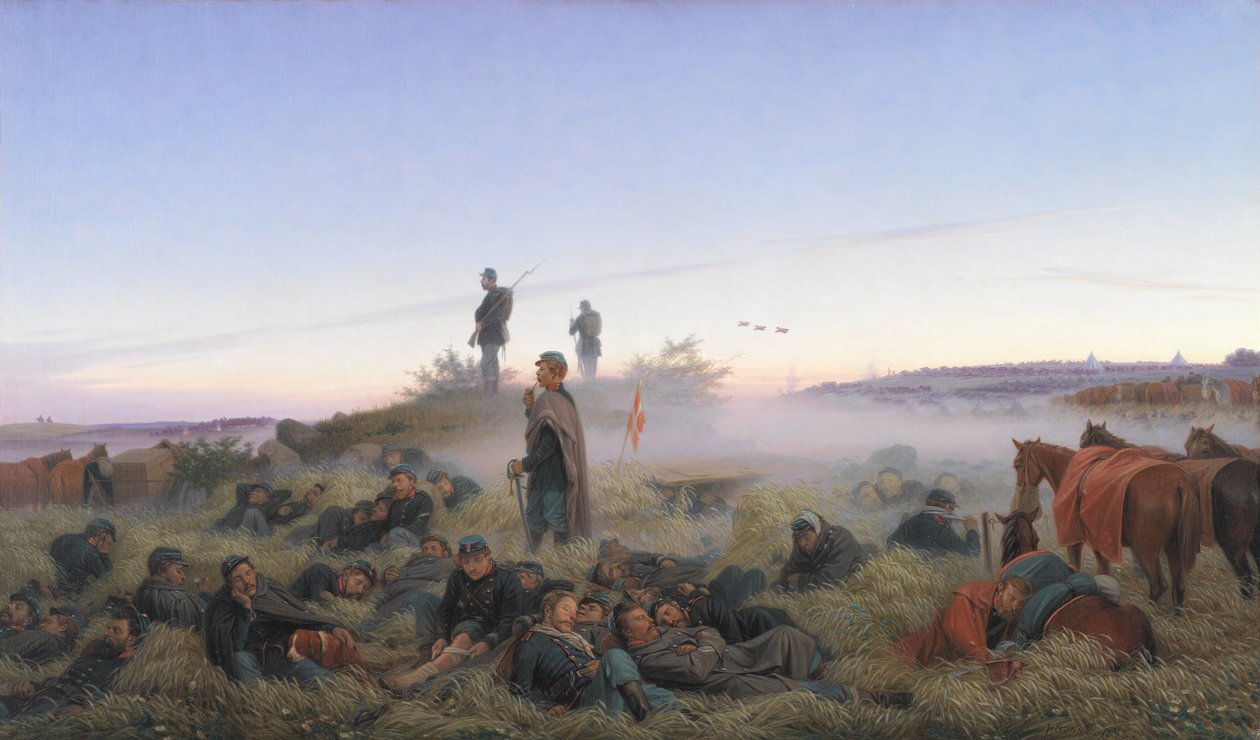 Az istedi csata utáni reggel 1850. július 25-én alkotó: Jørgen V. Sonne