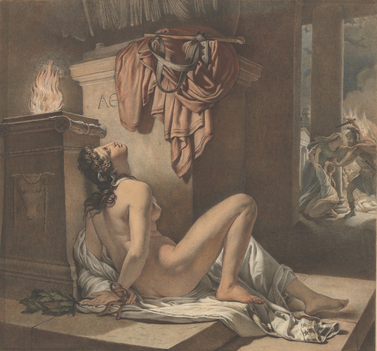 Cassandra könyörög Athénének, hogy bosszút álljon az Ajax ellen, 1795-1838. alkotó: Jérome Martin Langlois the Younger