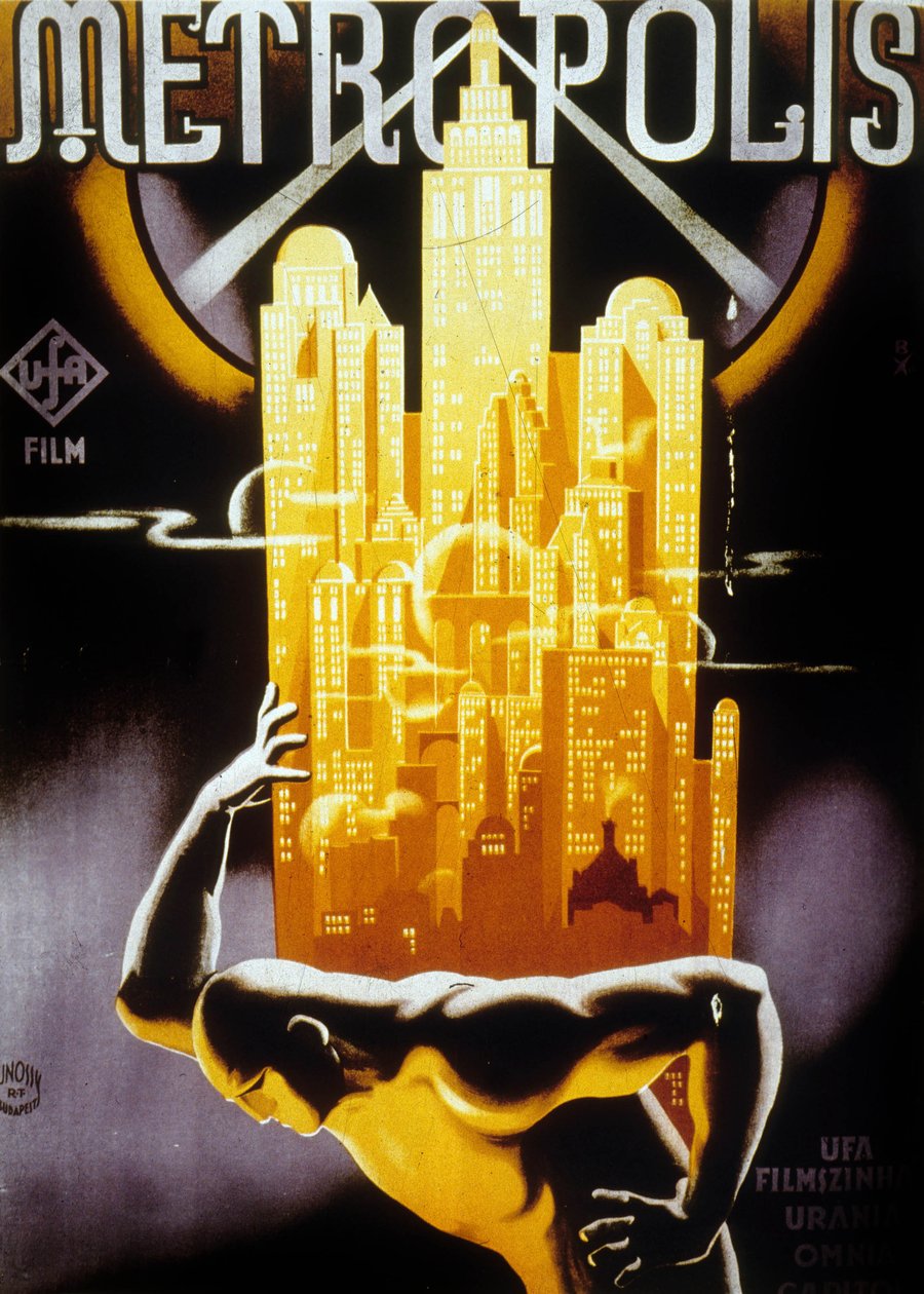 Plakát a Metropolis magyar kiadásához, rendezte Fritz Lang, 1927 alkotó: Jósef Bottlik
