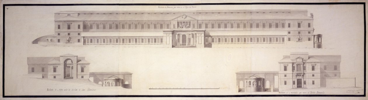 Természettudományi kabinet, ma a Prado Múzeum. A fő- és oldalhomlokzatok magassága (sem ... alkotó: Juan de Villanueva