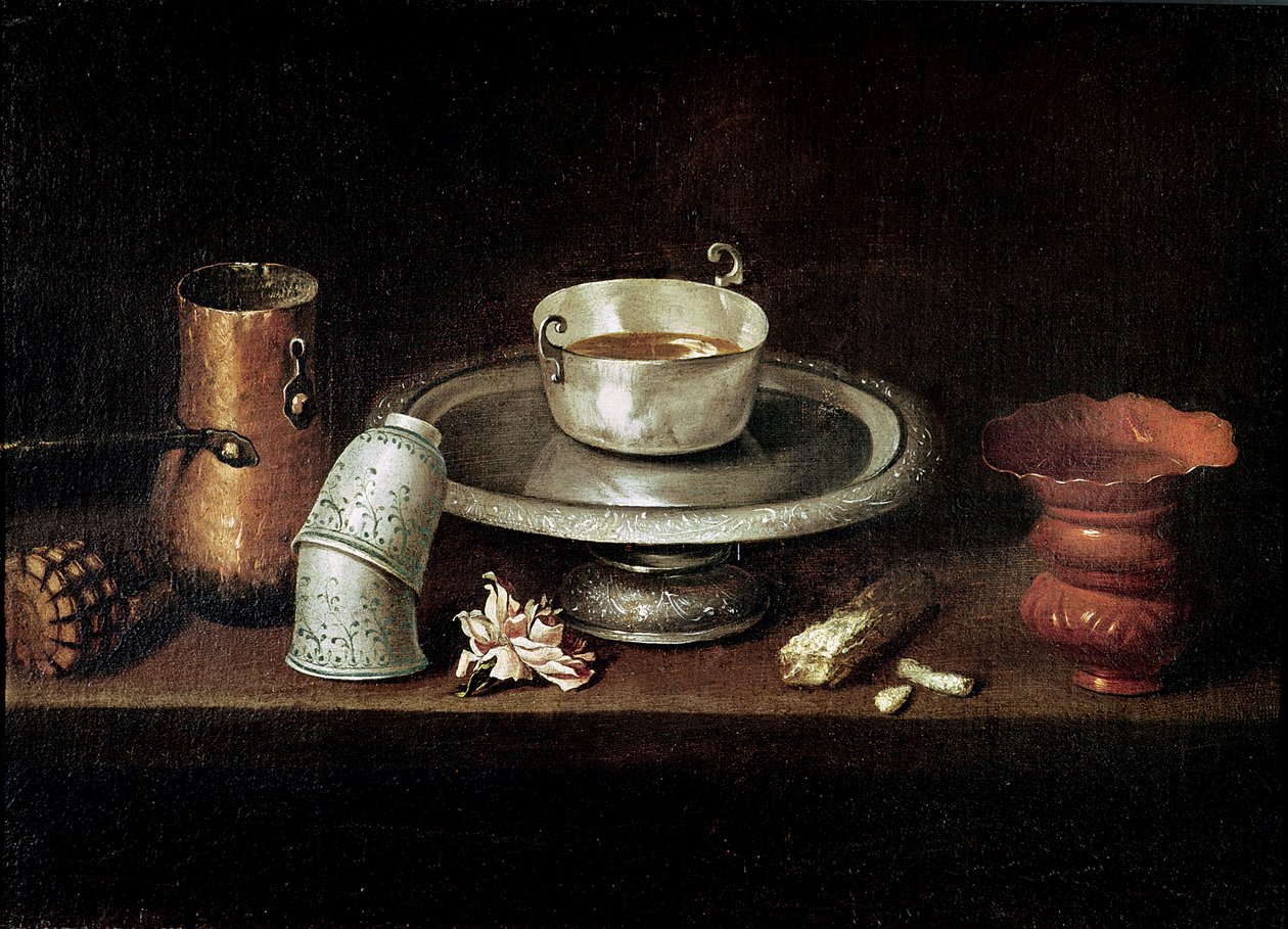 Csendélet egy tál csokoládéval, vagy Reggeli csokoládéval, 1640 körül alkotó: Juan de Zurbaran