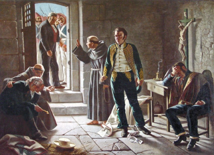 Jose Miguel Carrera tábornok utolsó pillanatai alkotó: Juan Francisco Gonzales