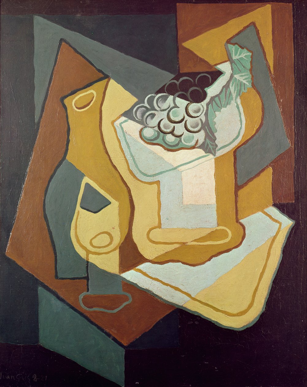 Palack, üveg és gyümölcstál, 1921 alkotó: Juan Gris