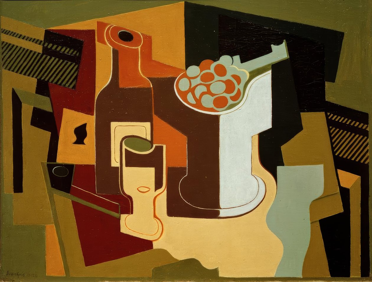 Üveg és gyümölcstál alkotó: Juan Gris