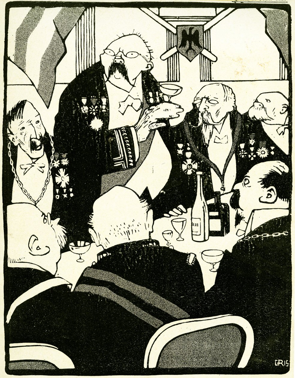 Európai vezetők pohárköszöntőt mondanak egy konferencián, 1908. . alkotó: Juan Gris