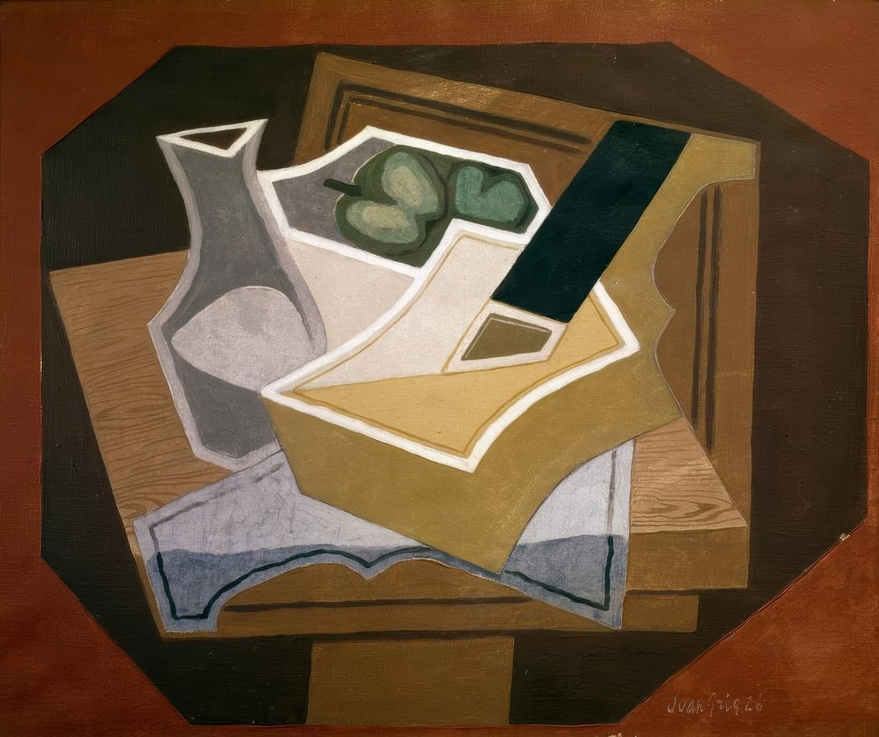 Gitár, alma és karaffe alkotó: Juan Gris