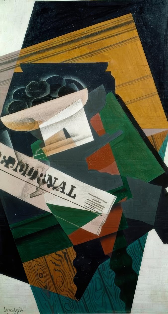 Csendélet újsággal alkotó: Juan Gris