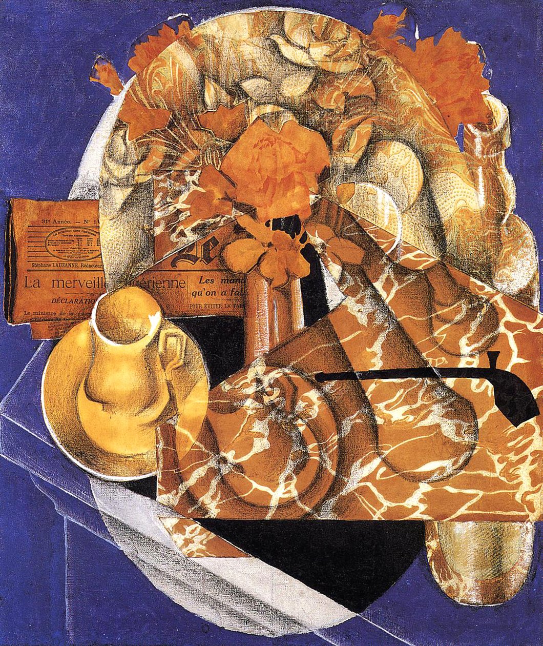 Virágos csendélet, 1914 (olaj, kollázs és ceruza, vászon) alkotó: Juan Gris