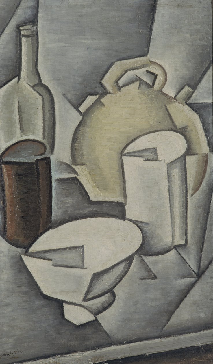 Csendélet egy üveg borral és egy cserép vizeskancsóval, 1911 alkotó: Juan Gris