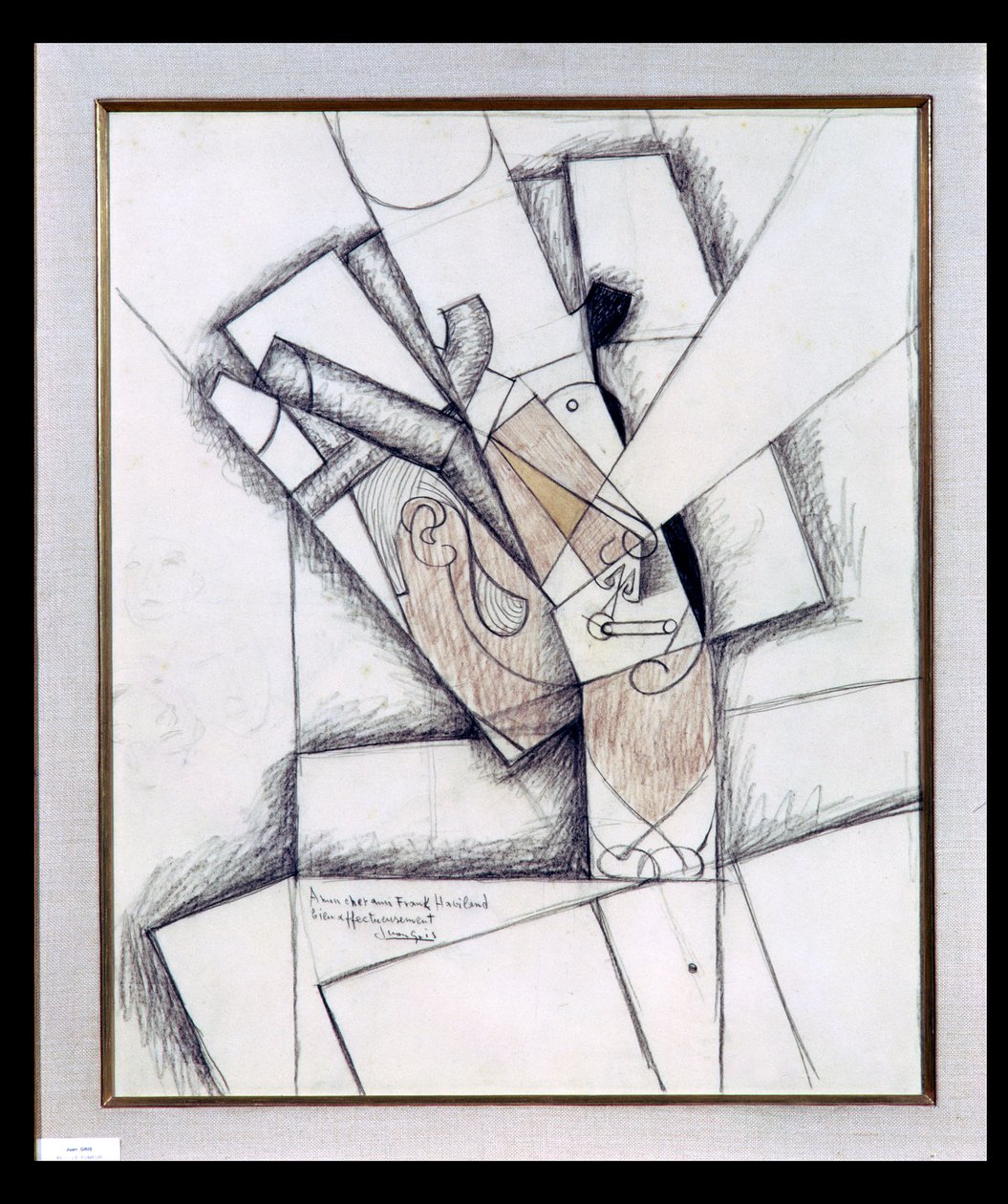 A dohányos, 1912 (szén és vörös kréta papíron) alkotó: Juan Gris