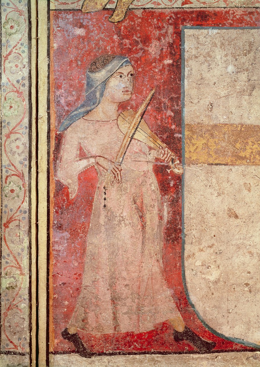 A női szentek a sírnál és a feltámadás, részlet a rebec játékosról, 1330 alkotó: Juan Oliver