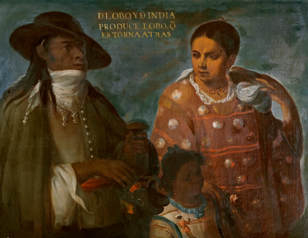 Farkas és indián egy farkas vissza-visszatérése, 1715 körül alkotó: Juan Rodríguez Juárez