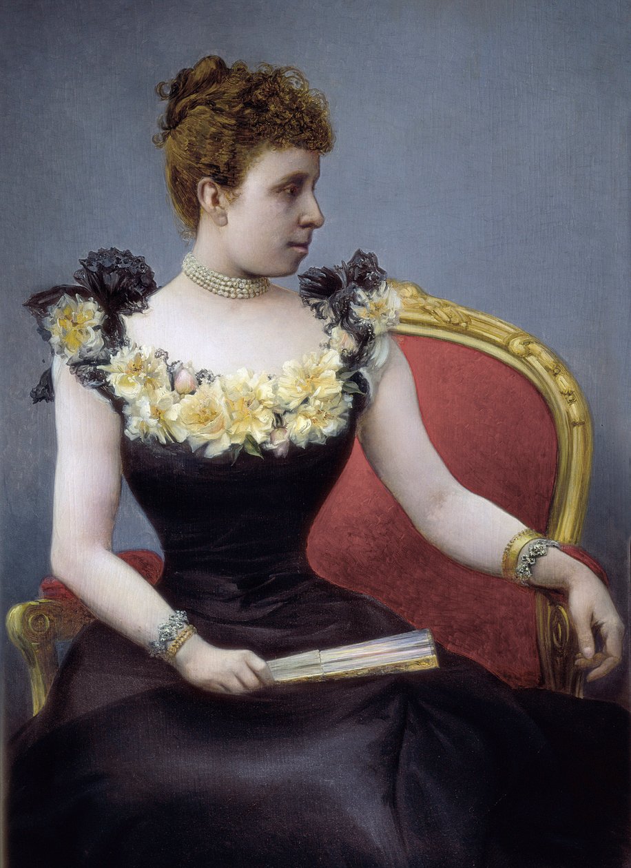 Tescheni Mária Krisztina, Habsburg Mária Krisztina (1858-1929), osztrák főhercegnő, XII. Alfonz felesége portréja, 19. század vége-XX. század eleje (festmény) alkotó: Juan Aldaz Y Sancho