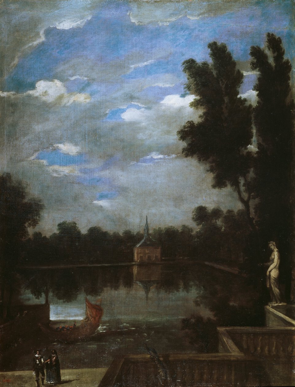 A Buen Retiro nagy tava, 1657 körül alkotó: Juan Bautista Martinez Del Mazo