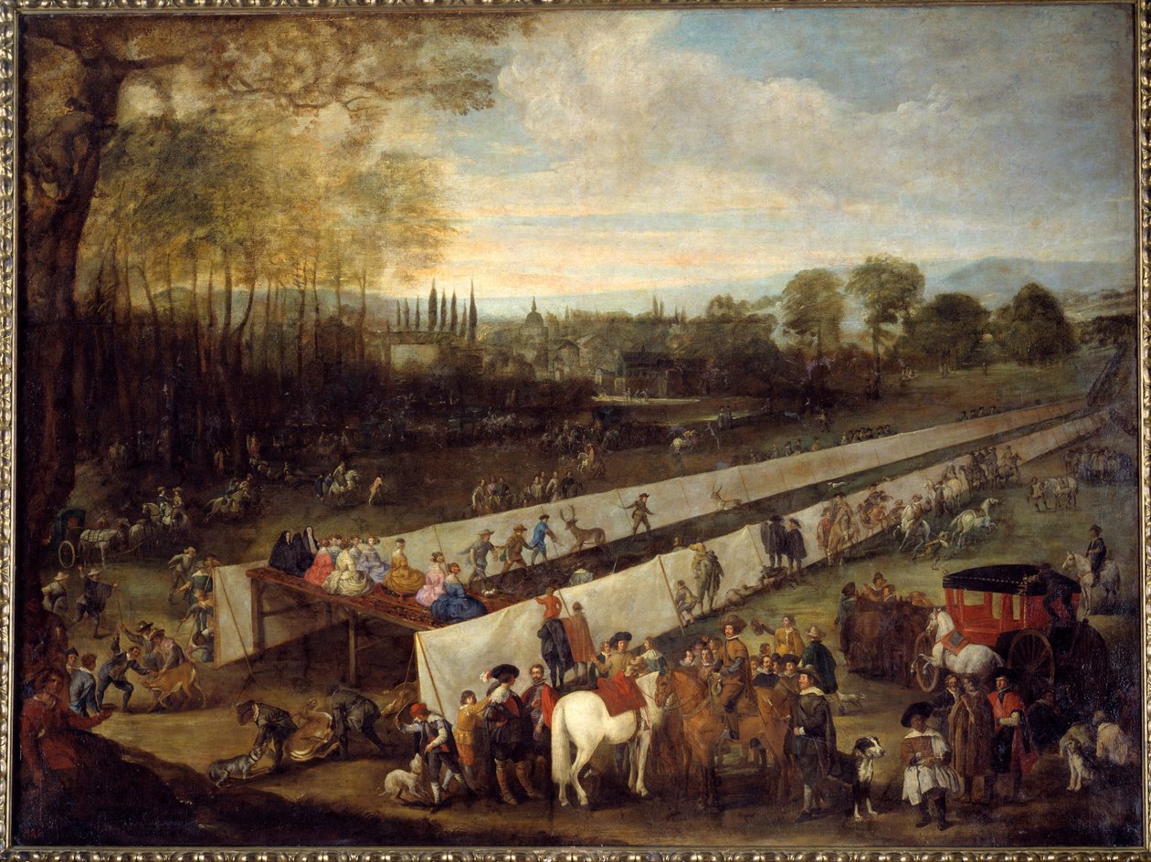 La chasse de tabladillo a Aranjuez Juan Bautista del Mazo (1612-1667) festménye, 17. századi Madrid, Musee du Prado alkotó: Juan Bautista Martinez del (attr. to) Mazo