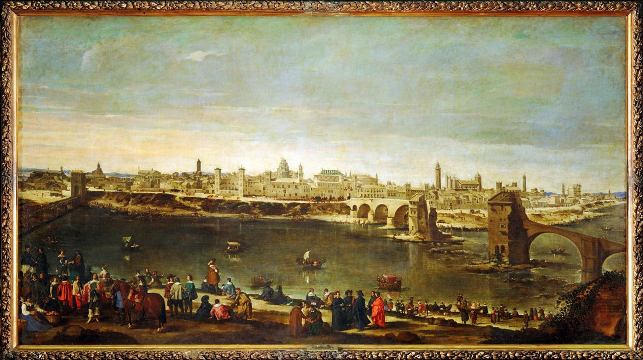 A view of the city of Saragossa (festmény, vászon) alkotó: Juan Bautista Martinez del Mazo