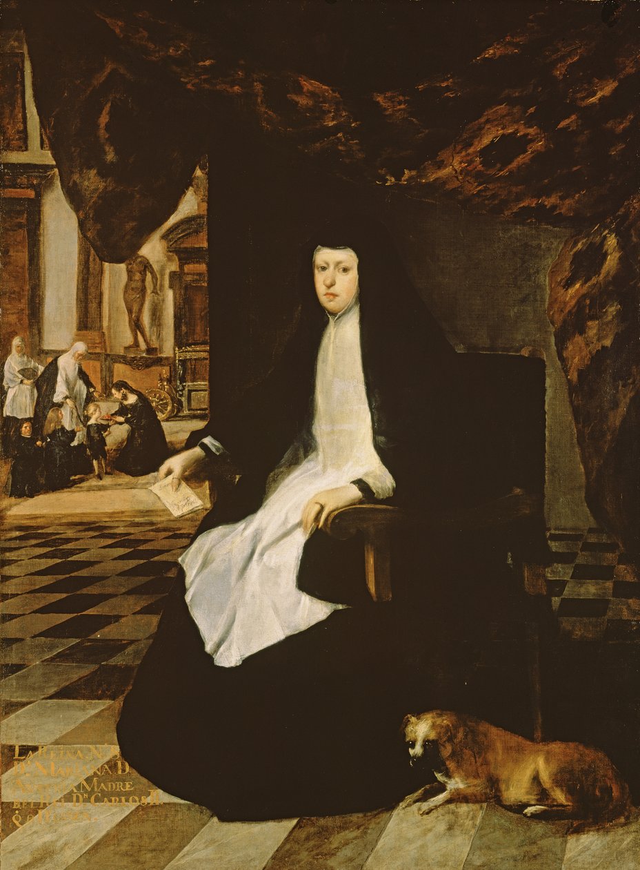 Mariana spanyol királynő (sz. 1631) portréja a Gyászban alkotó: Juan Bautista Martinez Del Mazo