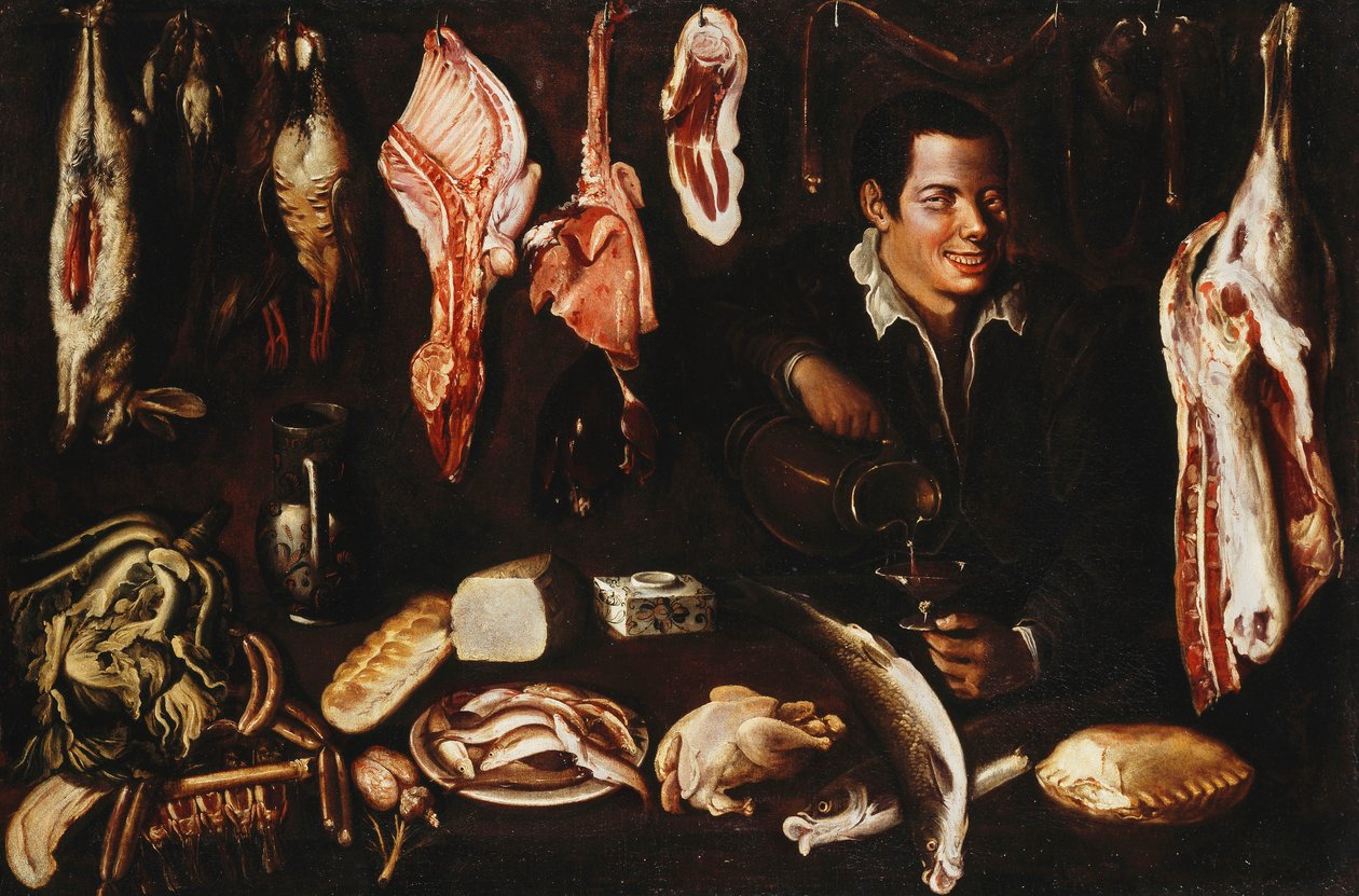Egy fiatal bort tölt egy kamrában, 1606 alkotó: Juan Esteban