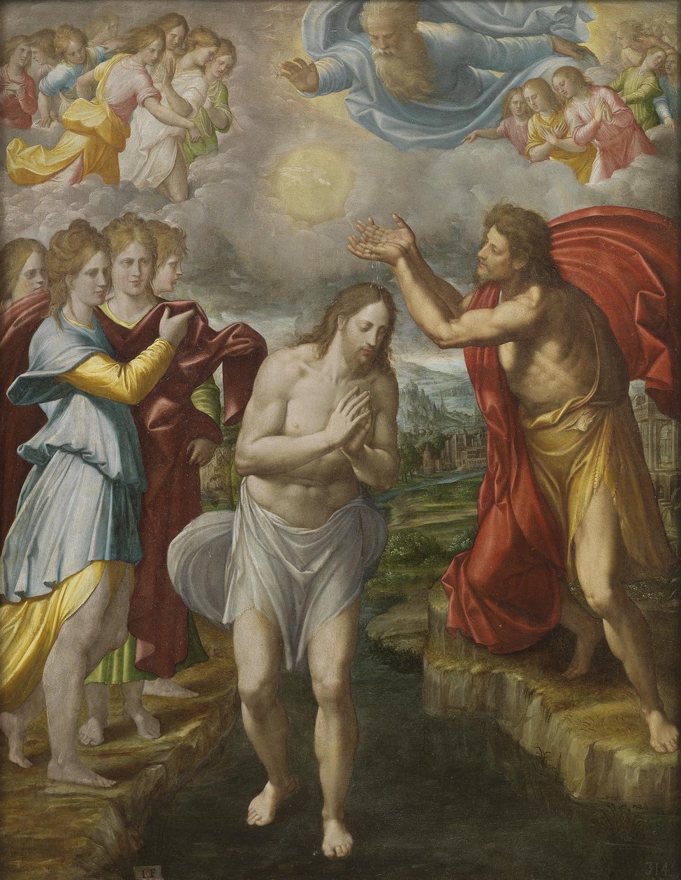 Krisztus keresztsége, 1567 körül alkotó: Juan Fernandez de Navarrete
