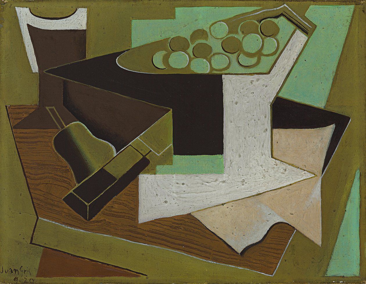 Szőlőfürt és körte; Szőlőfürt és körte, 1920 alkotó: Juan Gris