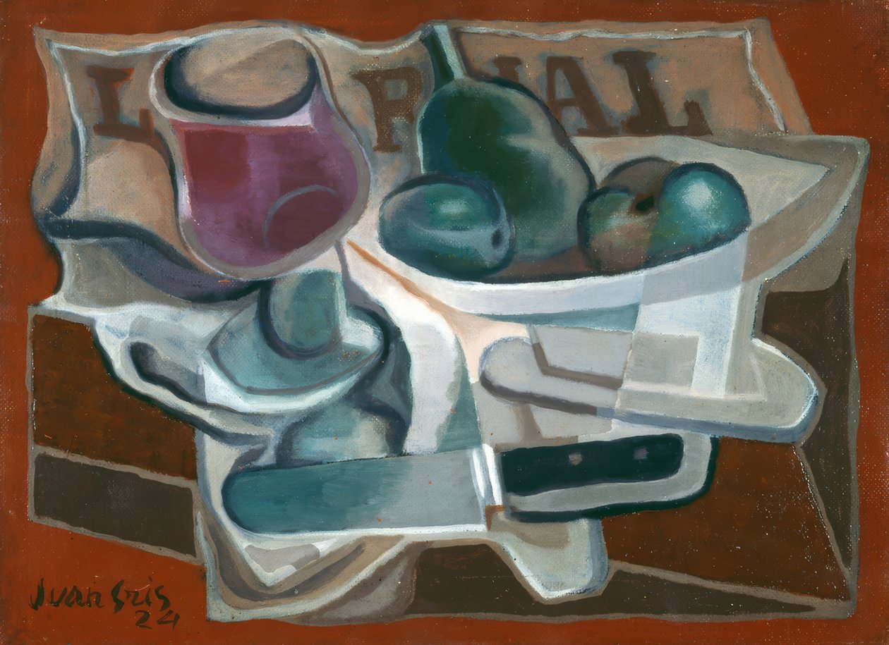 Gyümölcstál és pohár alkotó: Juan Gris
