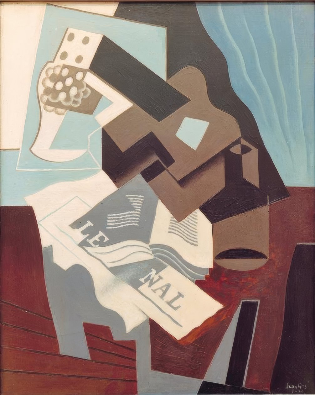 Gitár, könyv és újság alkotó: Juan Gris