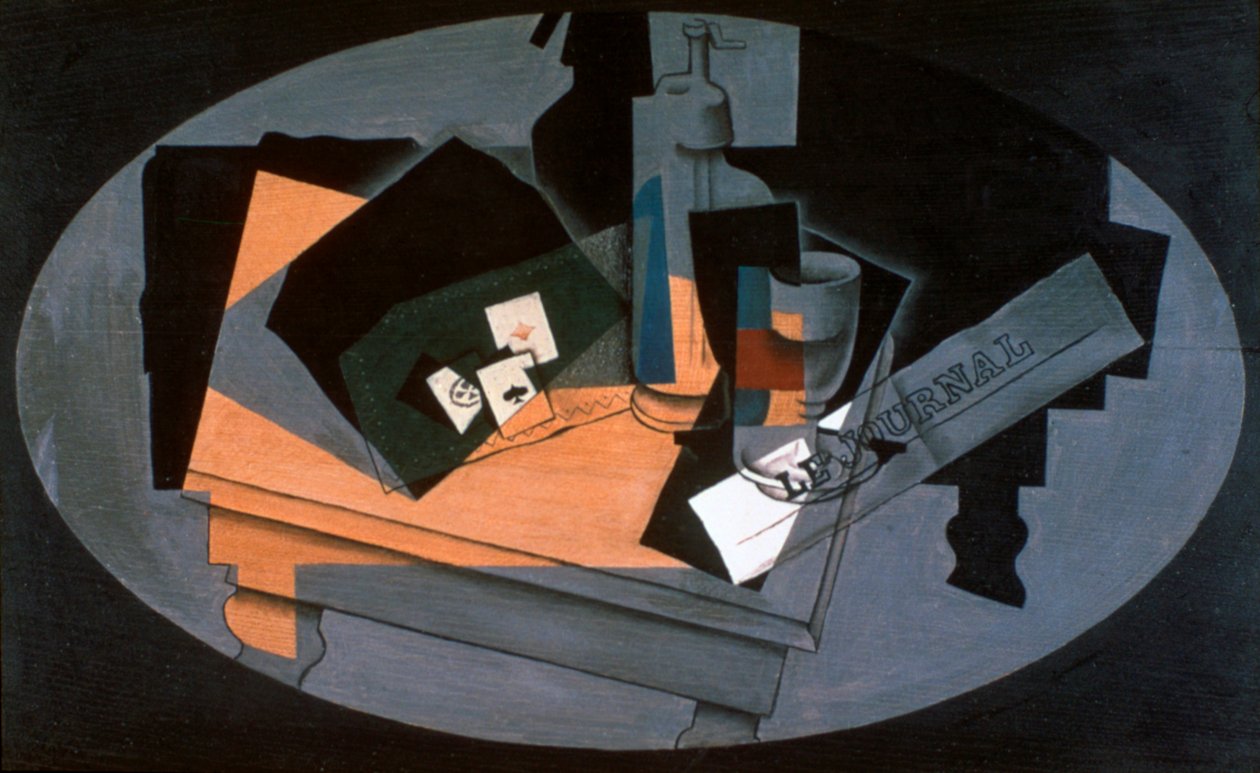 Kártyajáték és szifon, 1916. alkotó: Juan Gris