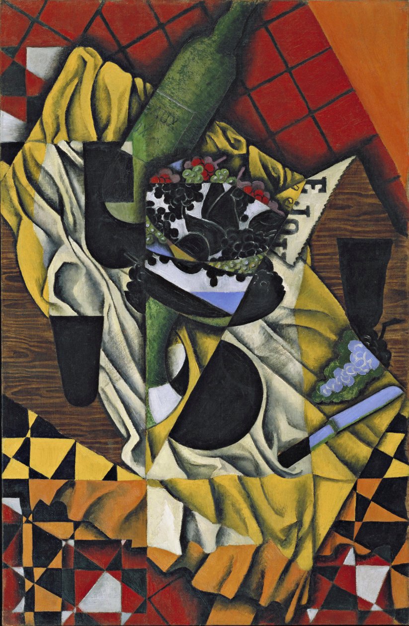 ""Szőlő és bor"" Juan Gris (1887-1927) festménye, 1913 Museum of Modern Art, New York alkotó: Juan Gris