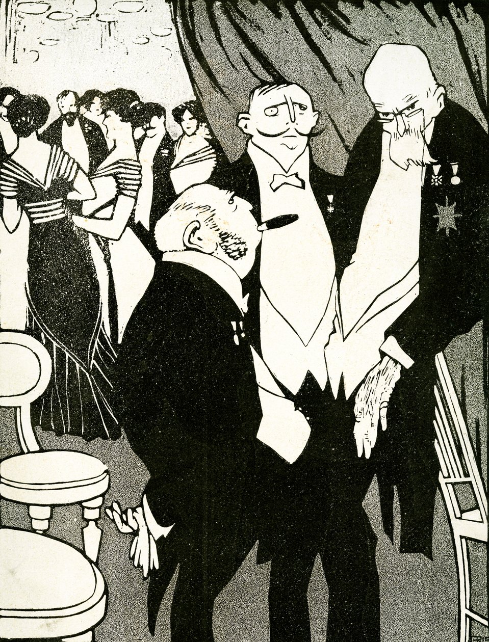 Az orosz küldött a védekező Törökországról vitázik más vezetőkkel egy 1908-as konferencián. alkotó: Juan Gris