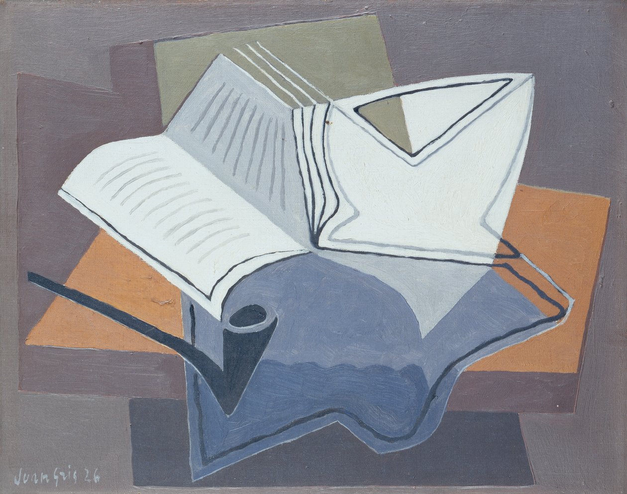 A cső és a nyitott könyv alkotó: Juan Gris