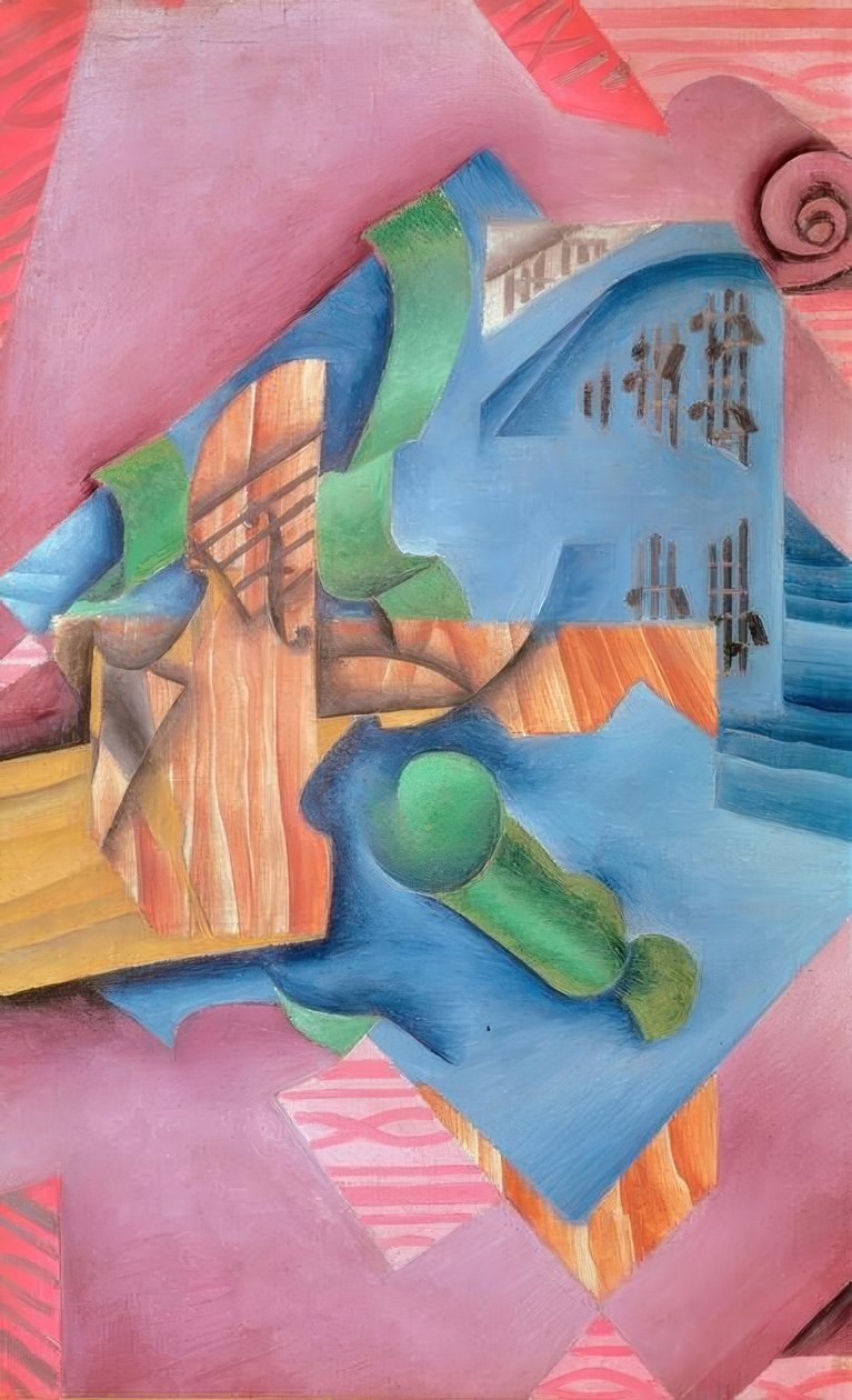 Hegedű és üveg (csendélet) alkotó: Juan Gris