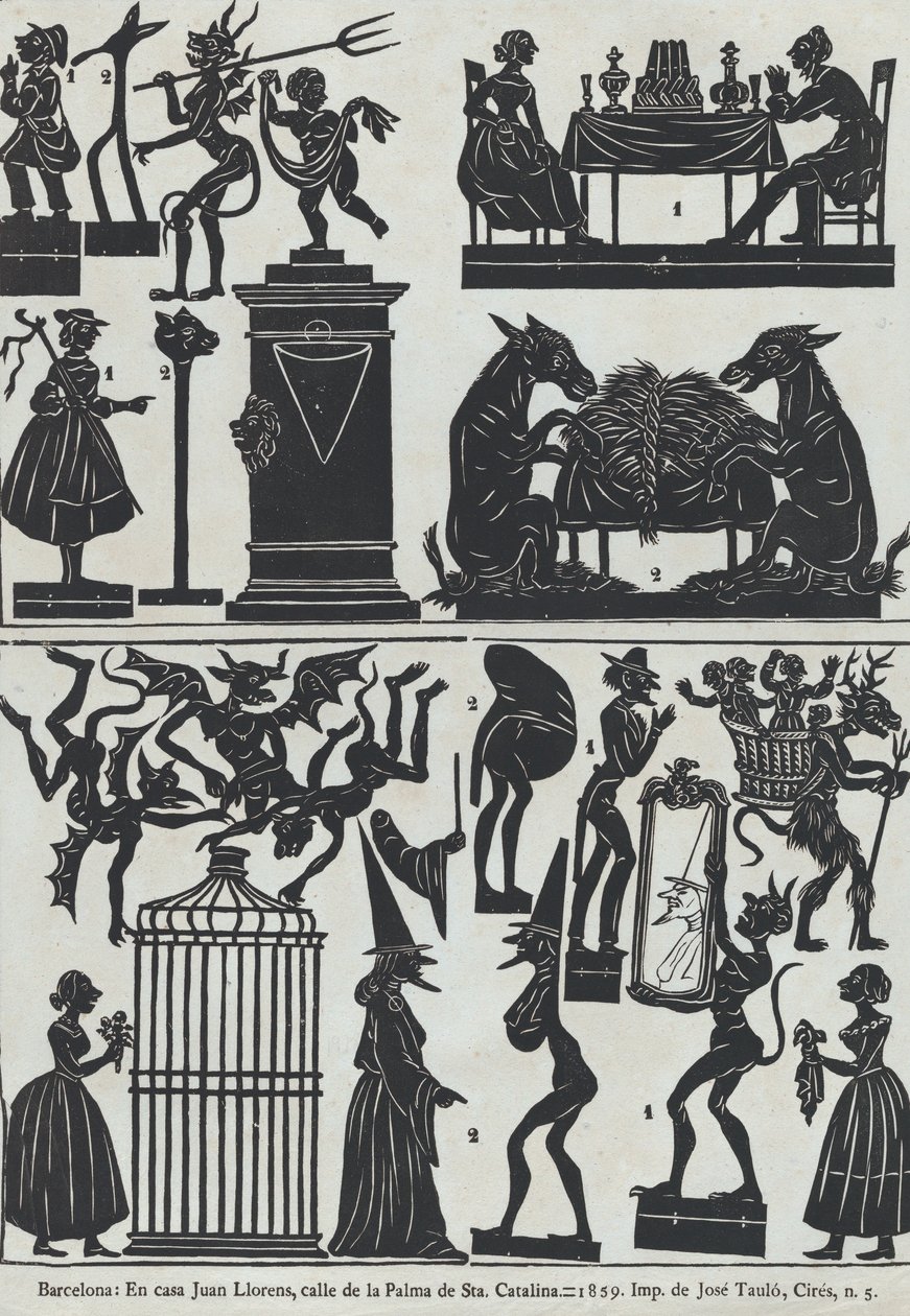 Kínai árnybábok figuráinak 11. lapja, 1859. alkotó: Juan Llorens