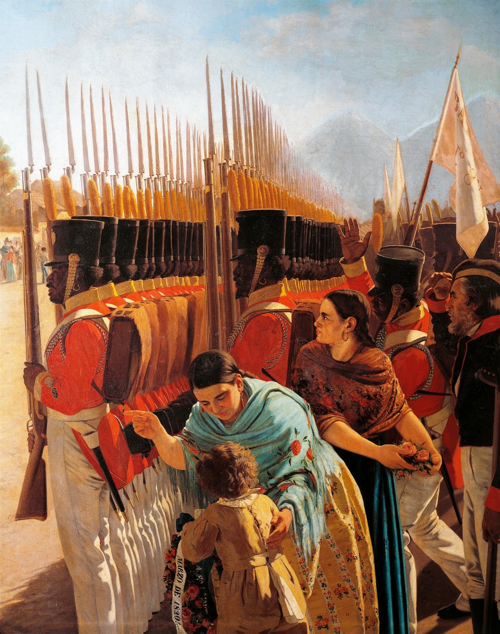 Csapatok Rancaguában, részlet Juan Manuel Blanes festményéből, San Martin tábornokkal, Argentínában alkotó: Juan Manuel Blanes