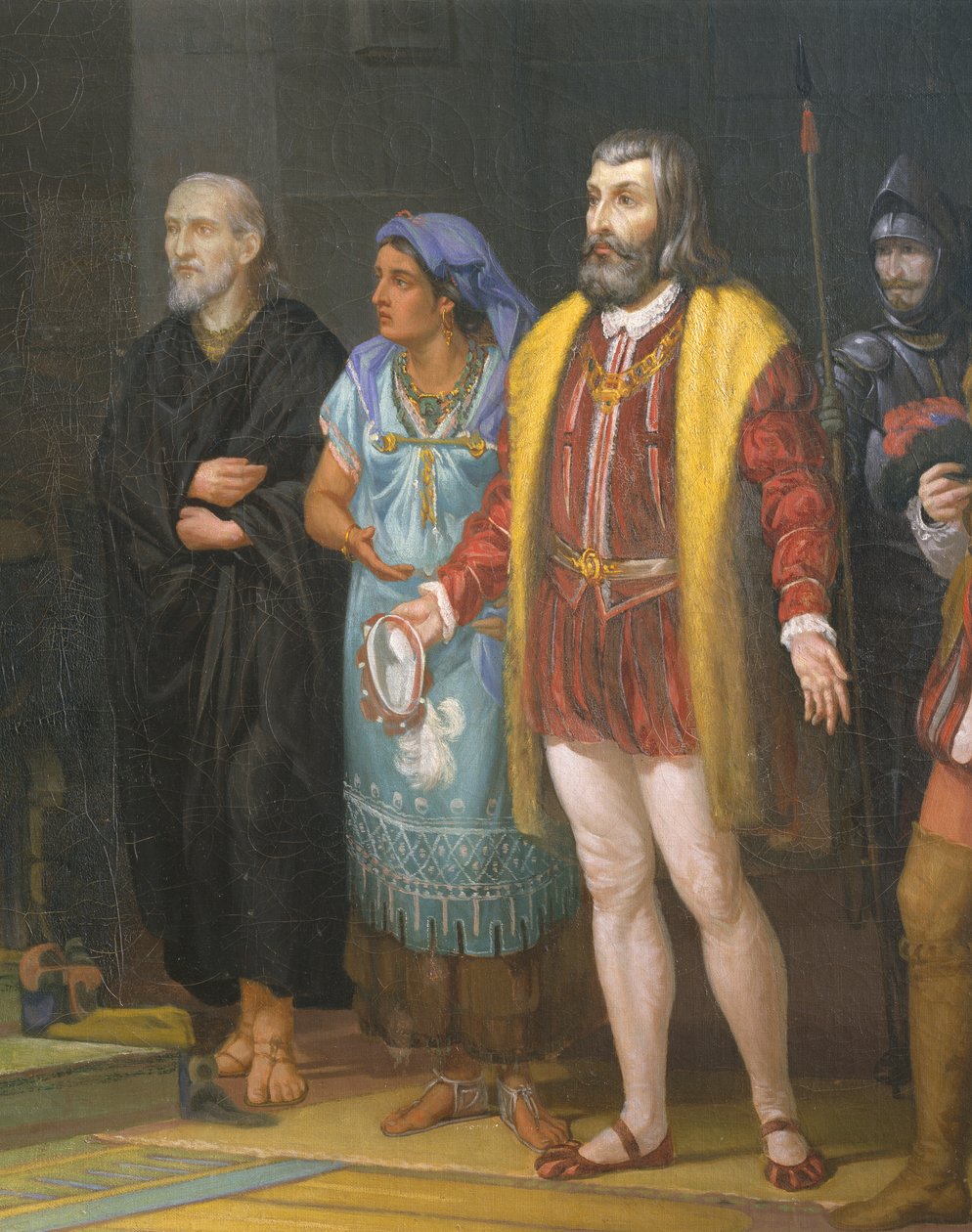 Hernan Cortes, Malinche és Bartolome de Las Casas, részlet, Juan Ortega festménye alkotó: Juan Ortega