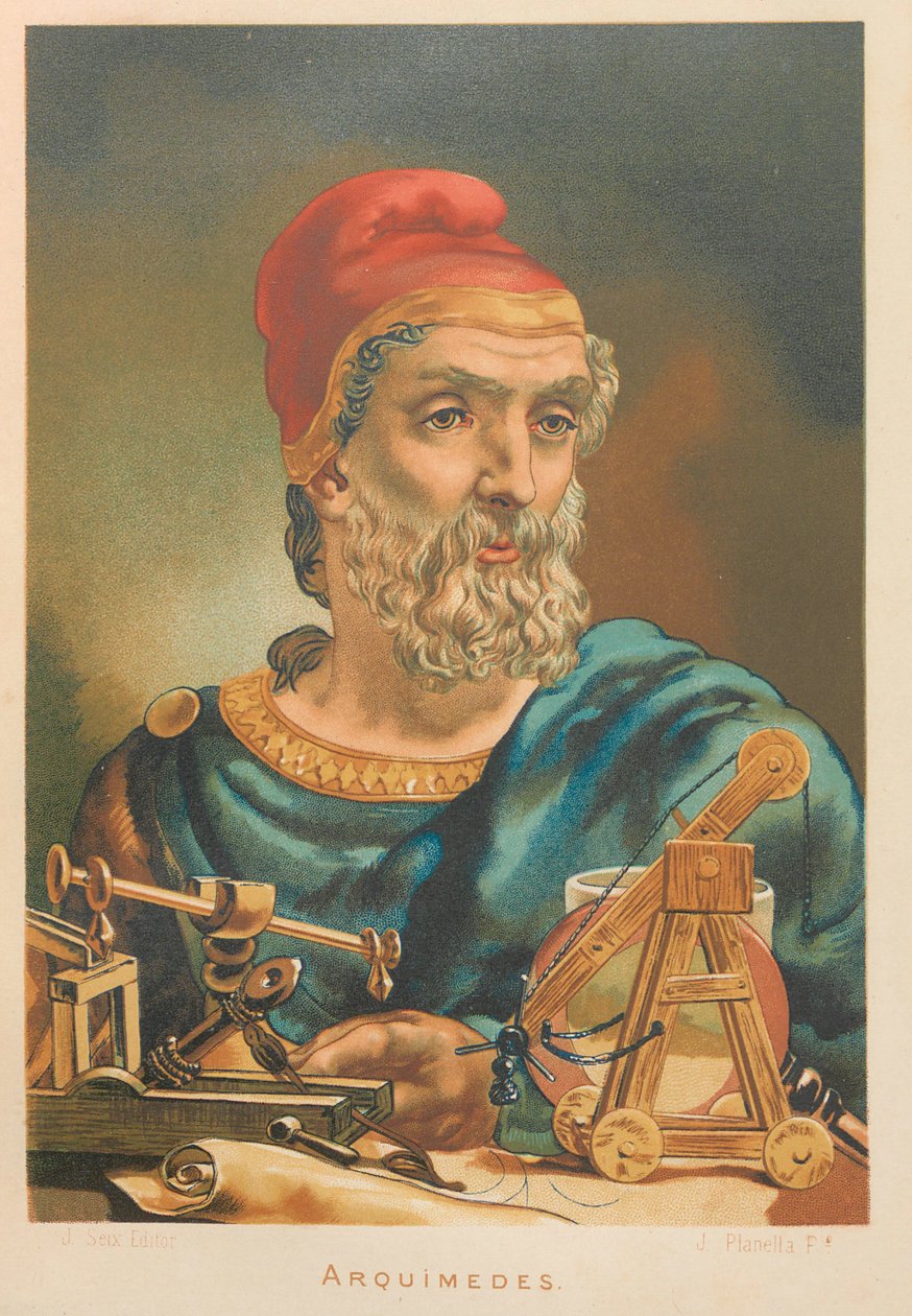 Szirakúzai Arkhimédész. Innen: A tudomány és emberei, 1879. alkotó: Juan Planella y Rodríguez