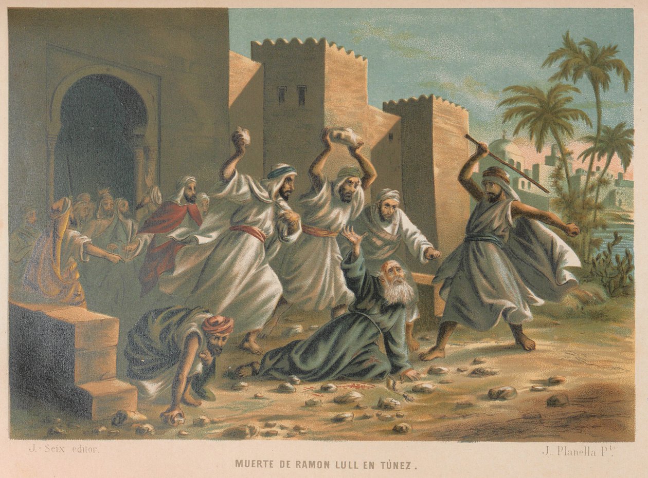 Ramon Llull halála. Innen: A tudomány és emberei, 1879. alkotó: Juan Planella y Rodríguez