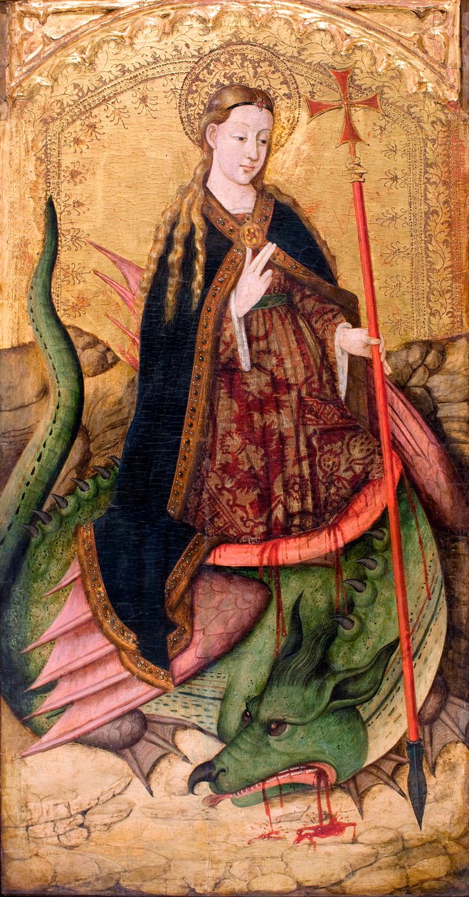 Pisidiai Antiochiai Szent Margit vagy Szent Tengerész"" - Szent Margit - Juan Rexach pezinture (aktív 1431-1482) - kb 1455 - Tempera a panelen - 123x65 - Museu Nacional d