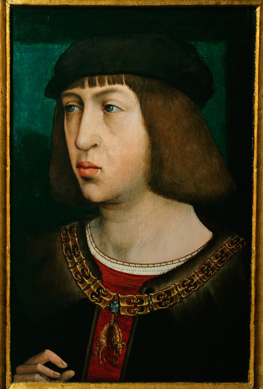 Philipp der Schoene, Kasztília királya, Maximilián császár fia, V. Károly császár apja ... (olaj, tölgyfa) alkotó: Juan de (attr. to) Flandes